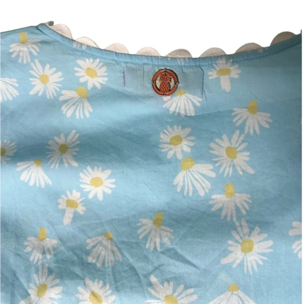 Simply Southern Daisy Print Tiered Mini Dress Blue Cotton Cottagecore Ruffle M - Picture 5 of 6